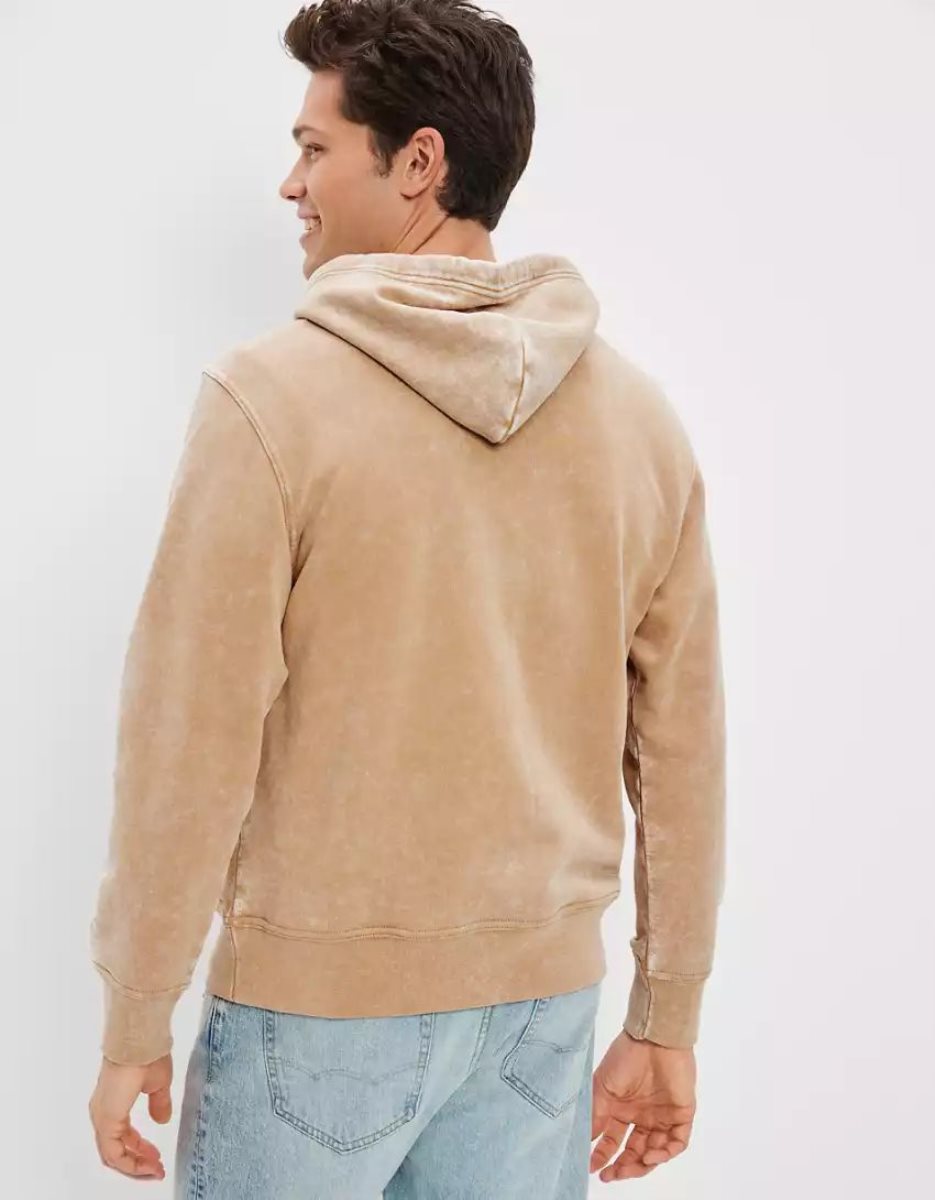 Sweat à Capuche American Eagle AE Bonfire Fleece Kaki Homme | IXR-50673954